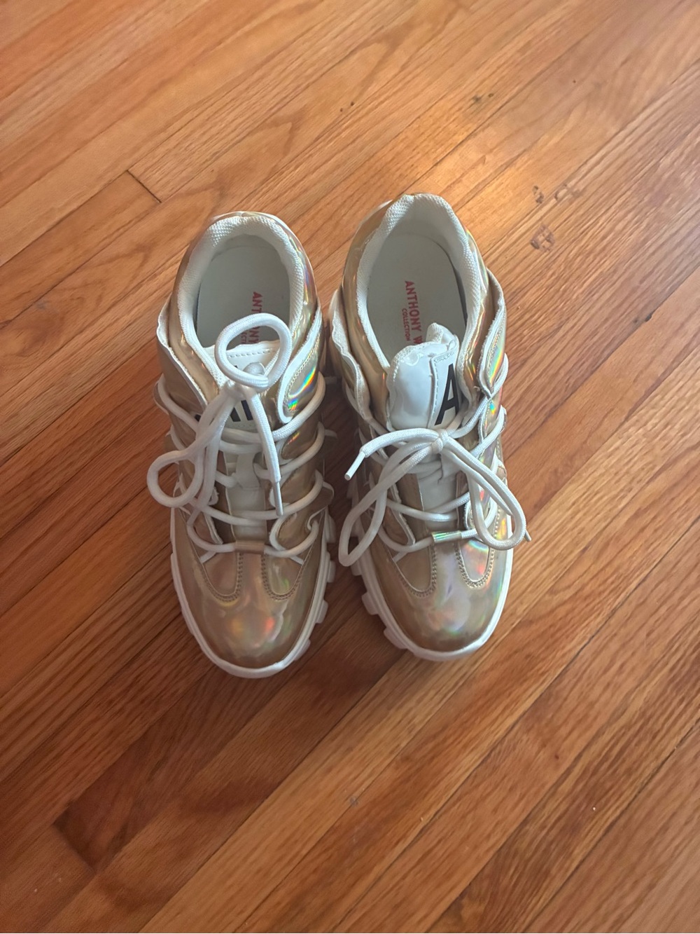 Alexander Wang women's hidden platform wedge gold Sneaker - Iridescent White